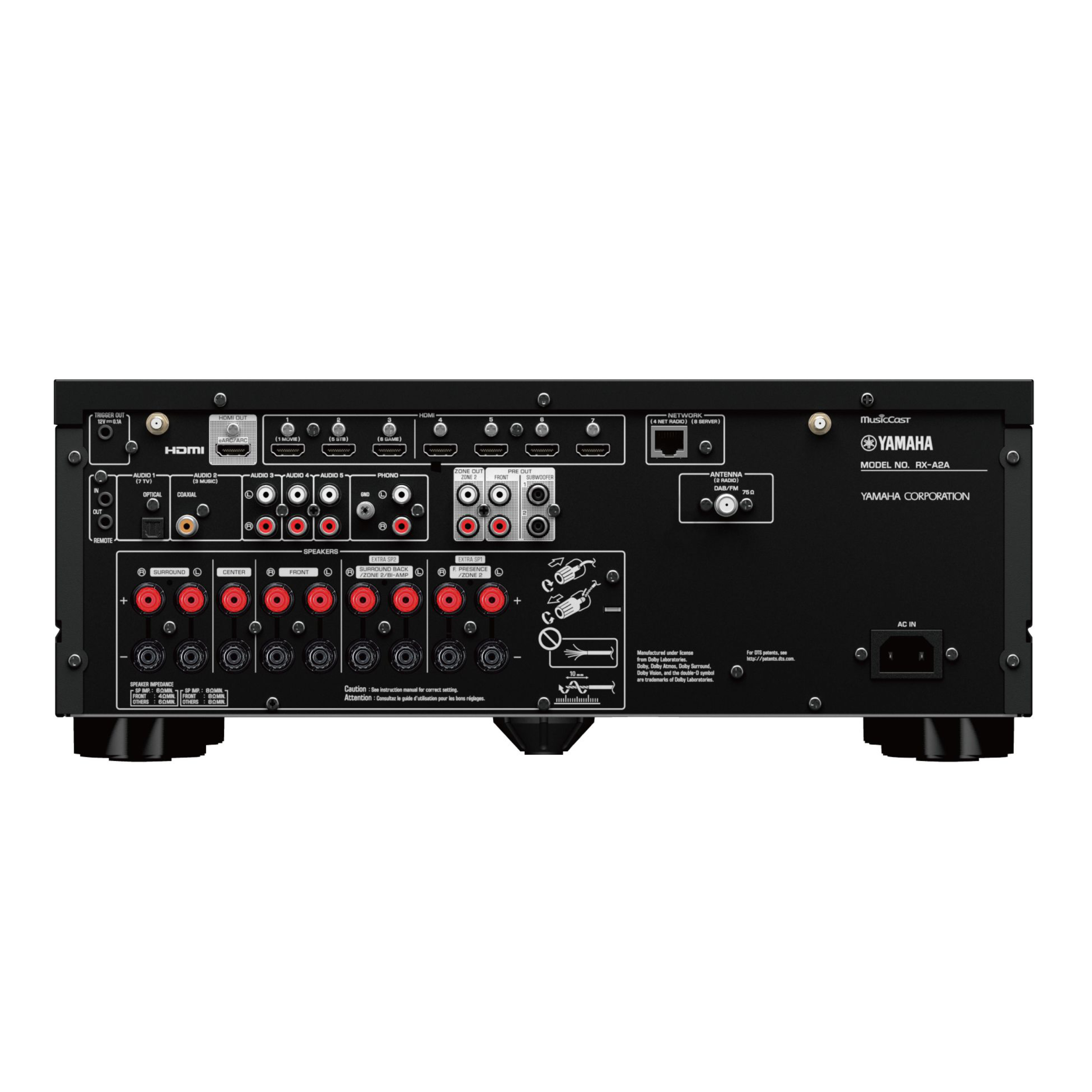 Yamaha AV-Receiver RX-A2A black rear panel Yamaha AV-Receiver RX-A2A black rear panel