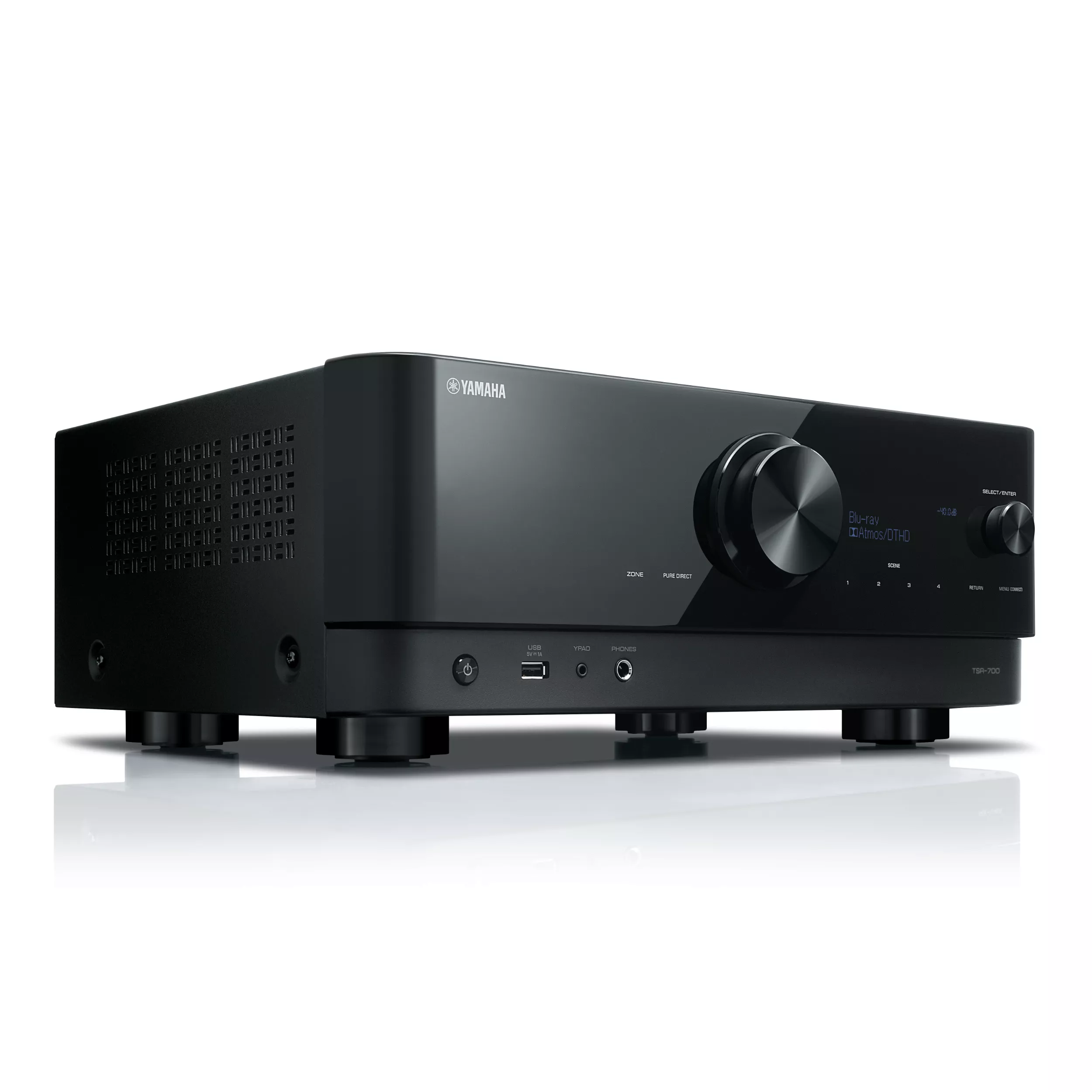Yamaha AV Receiver TSR-700 schwarz Vorderseite gedreht Yamaha AV Receiver TSR-700 schwarz Vorderseite gedreht