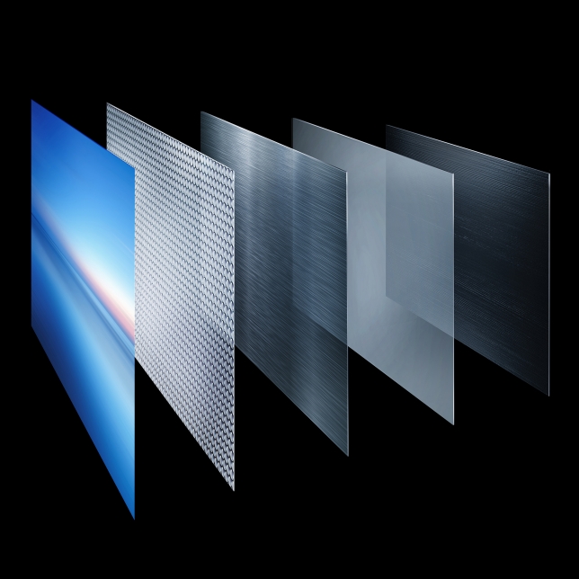 Grafische Darstellung der einzelnen Schichten eines modernen TV-Panels Grafische Darstellung der einzelnen Schichten eines modernen TV-Panels