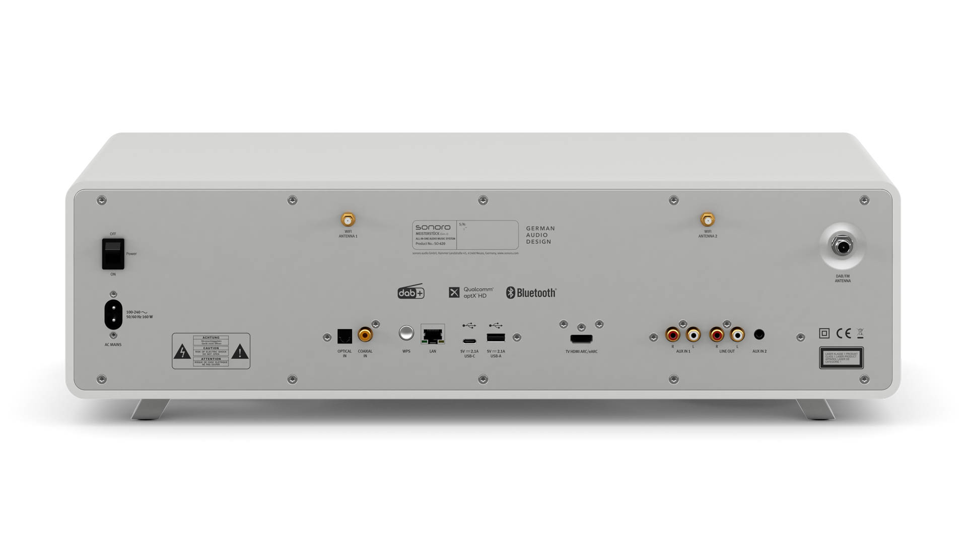 Sonoro CD-Receiver Meisterstück 2. Gen. in Weiß Rückseite Sonoro CD-Receiver Meisterstück 2. Gen. in Weiß Rückseite