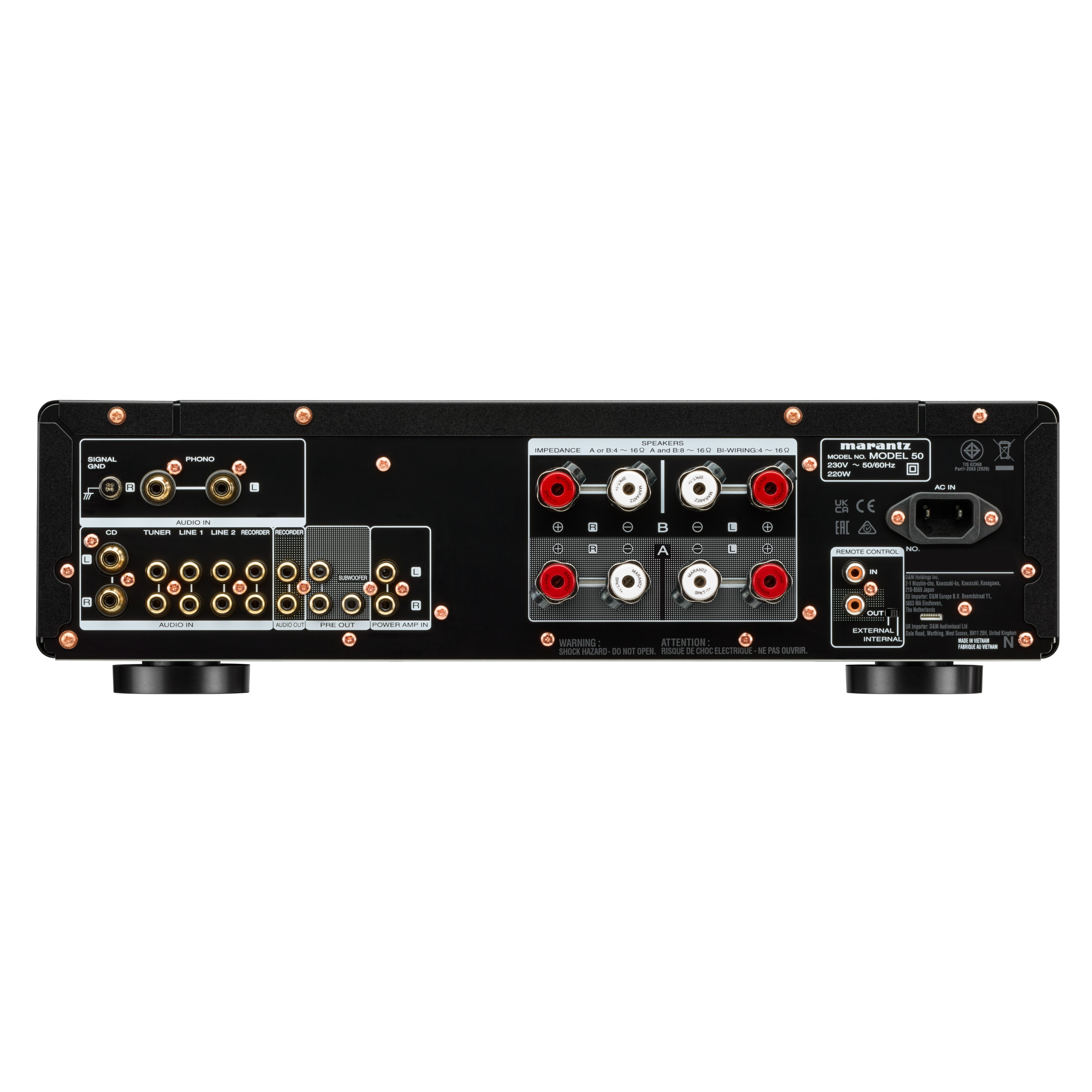 Marantz Model 50 Stereo Verstärker in schwarz Rückseite Marantz Model 50 Stereo Verstärker in schwarz Rückseite