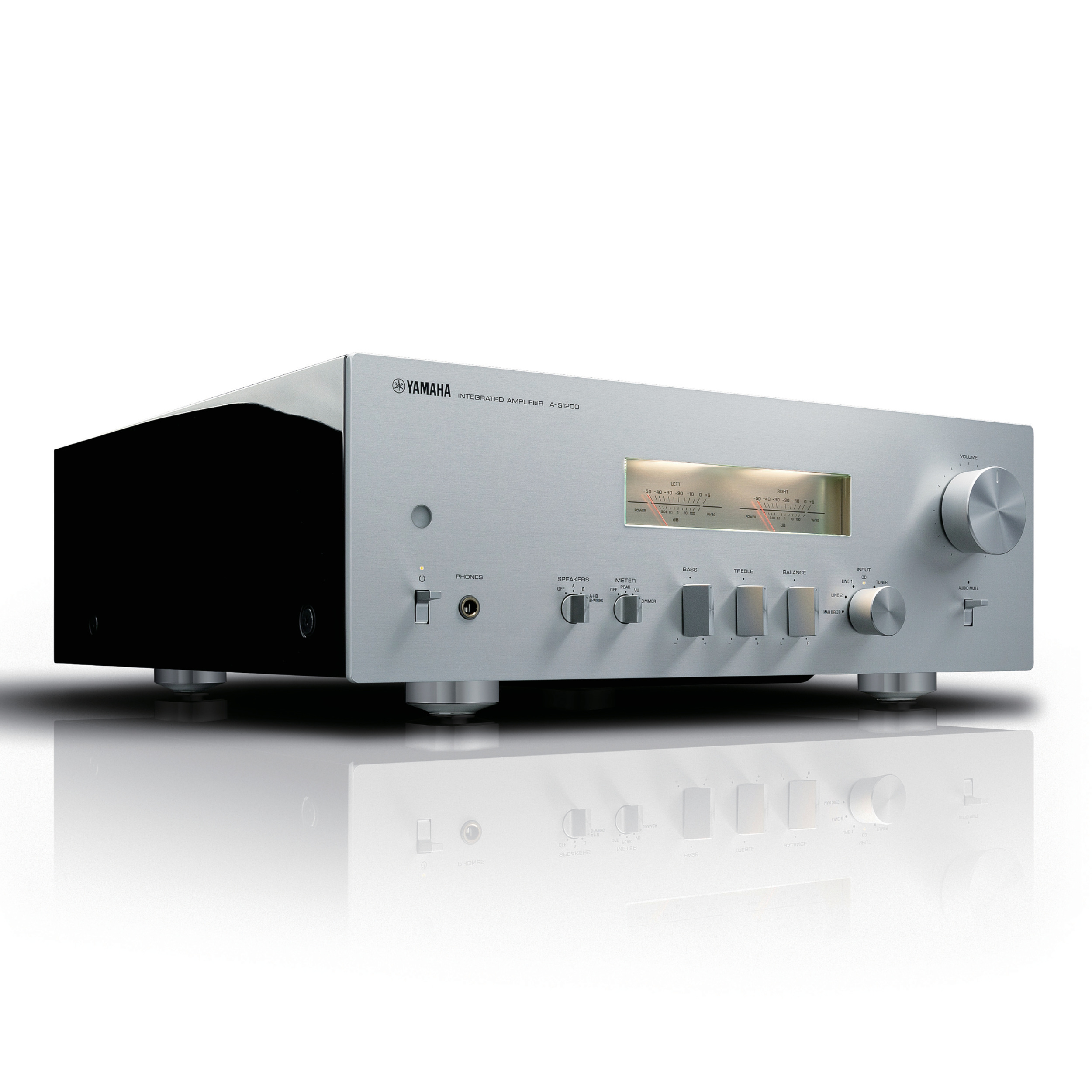 Yamaha stereo integrated amplifier A-S1200 silver front turned Yamaha stereo integrated amplifier A-S1200 silver front turned