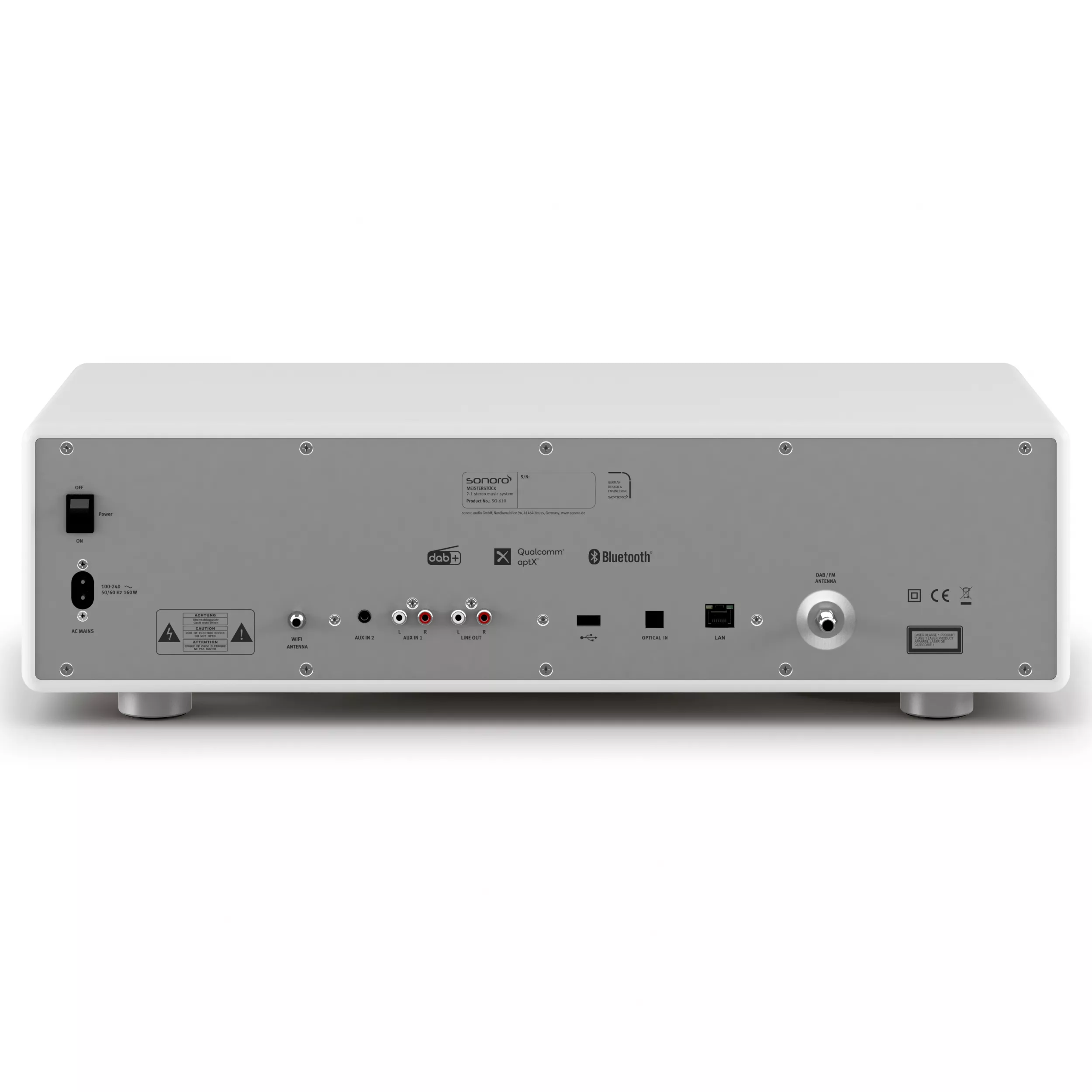 Sonoro CD-Receiver Meisterstück in Weiß Hinterseite
