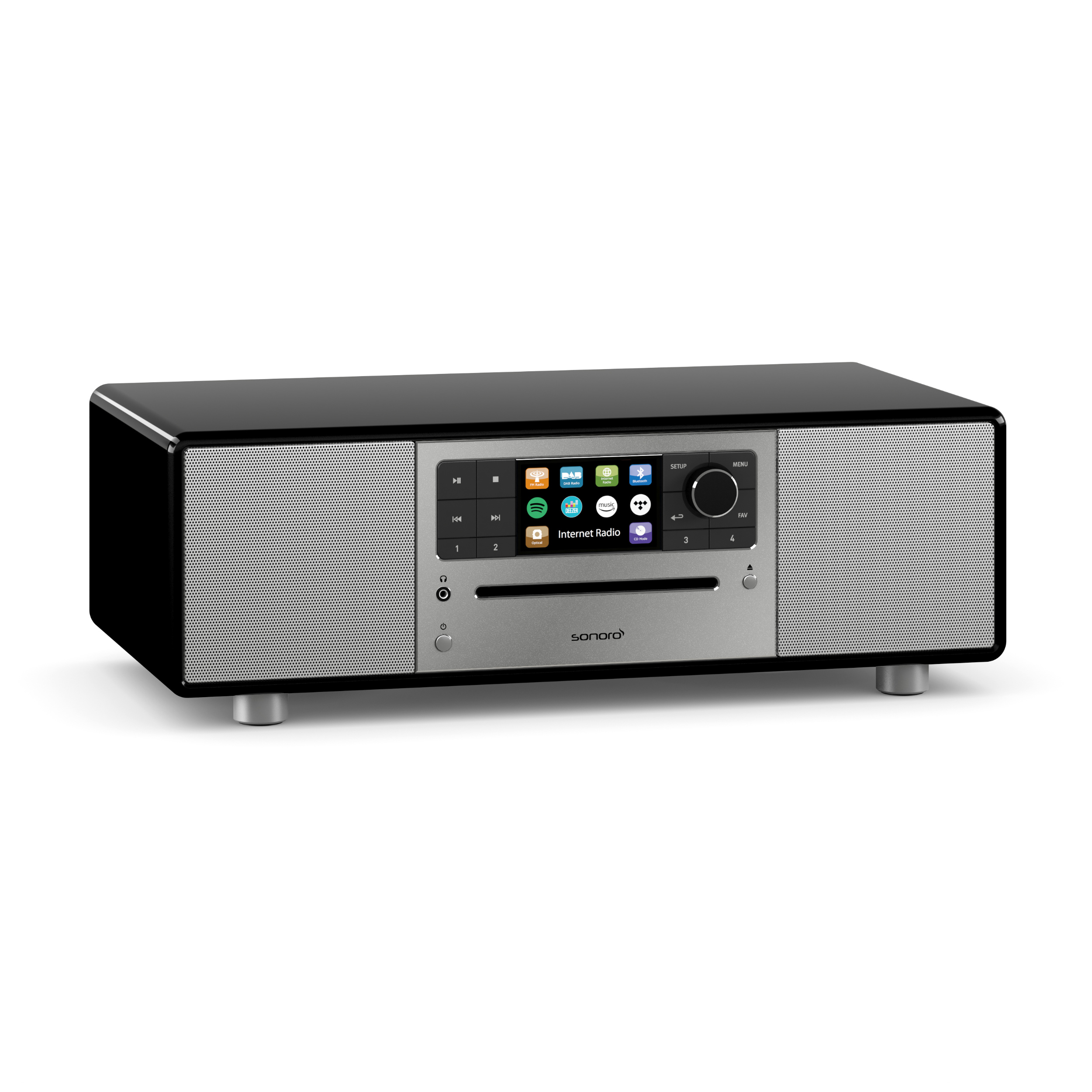 Sonoro CD-Receiver Prestige in Schwarz Vorderseite gedreht Sonoro CD-Receiver Prestige in Schwarz Vorderseite gedreht