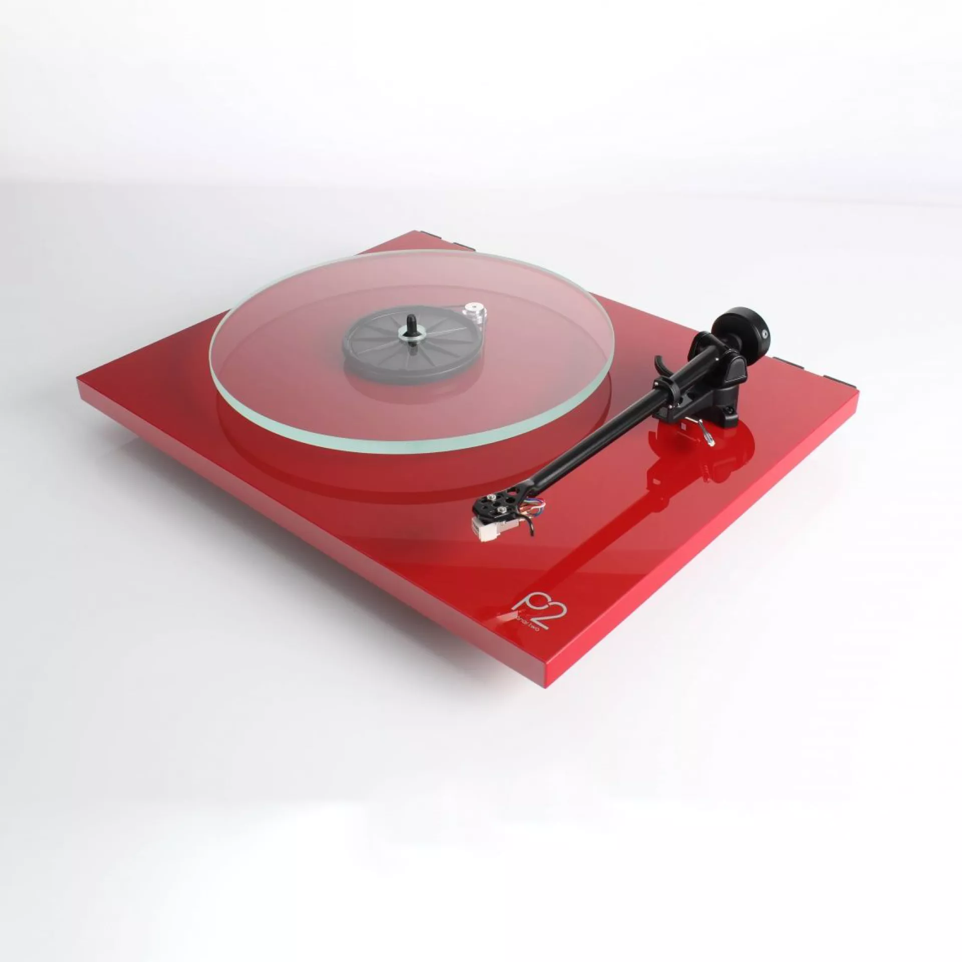 Rega record player Planar 2 in red front turned Rega record player Planar 2 in red front turned
