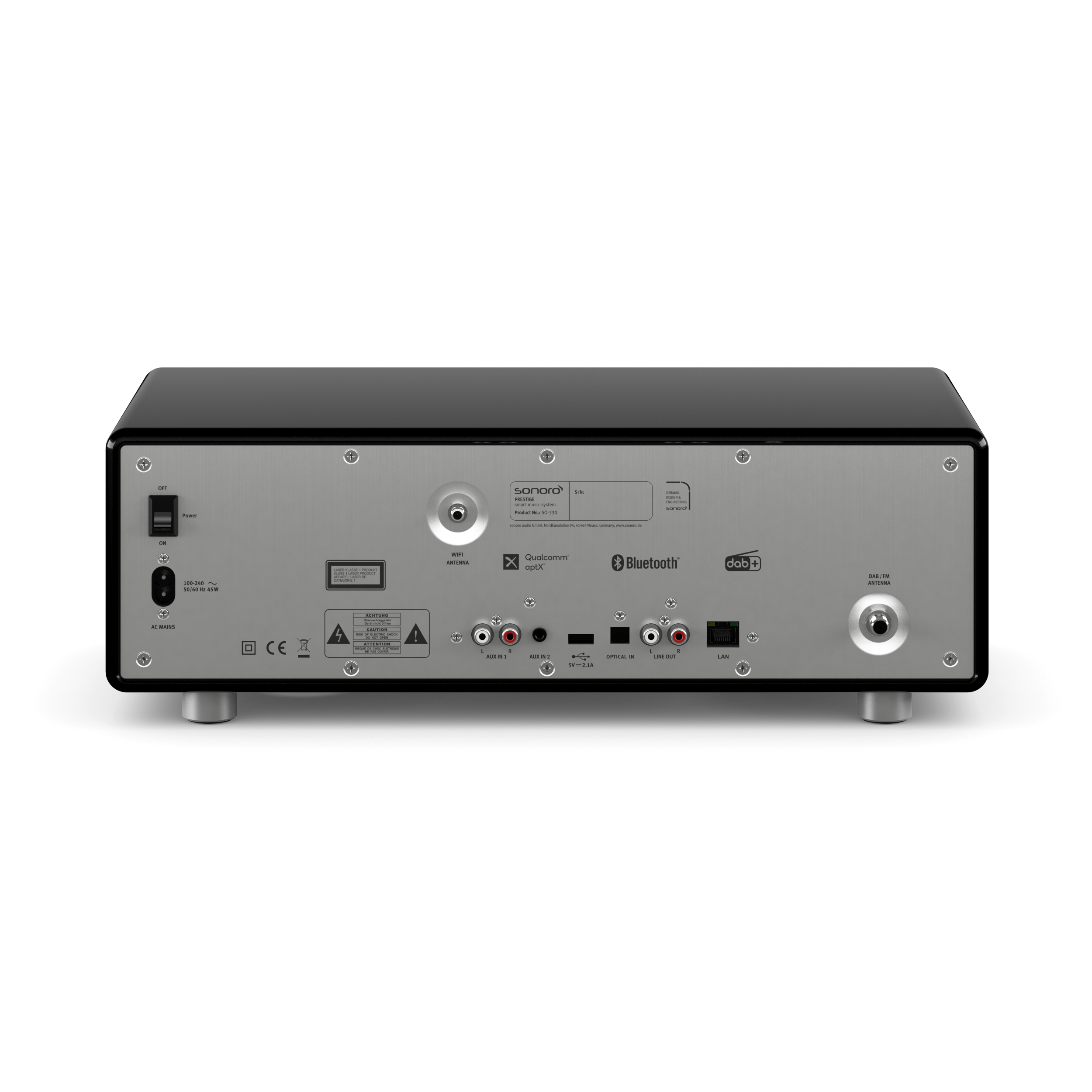 Sonoro CD-Receiver Prestige in Schwarz Rückseite Sonoro CD-Receiver Prestige in Schwarz Rückseite