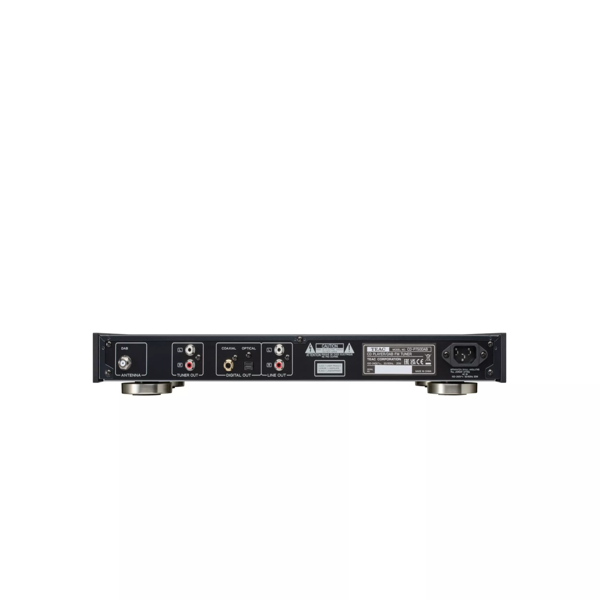 Teac CD-Player CD-P750 DAB in schwarz Rückseite
